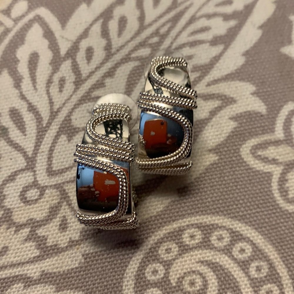 Silver Moon shape earrings